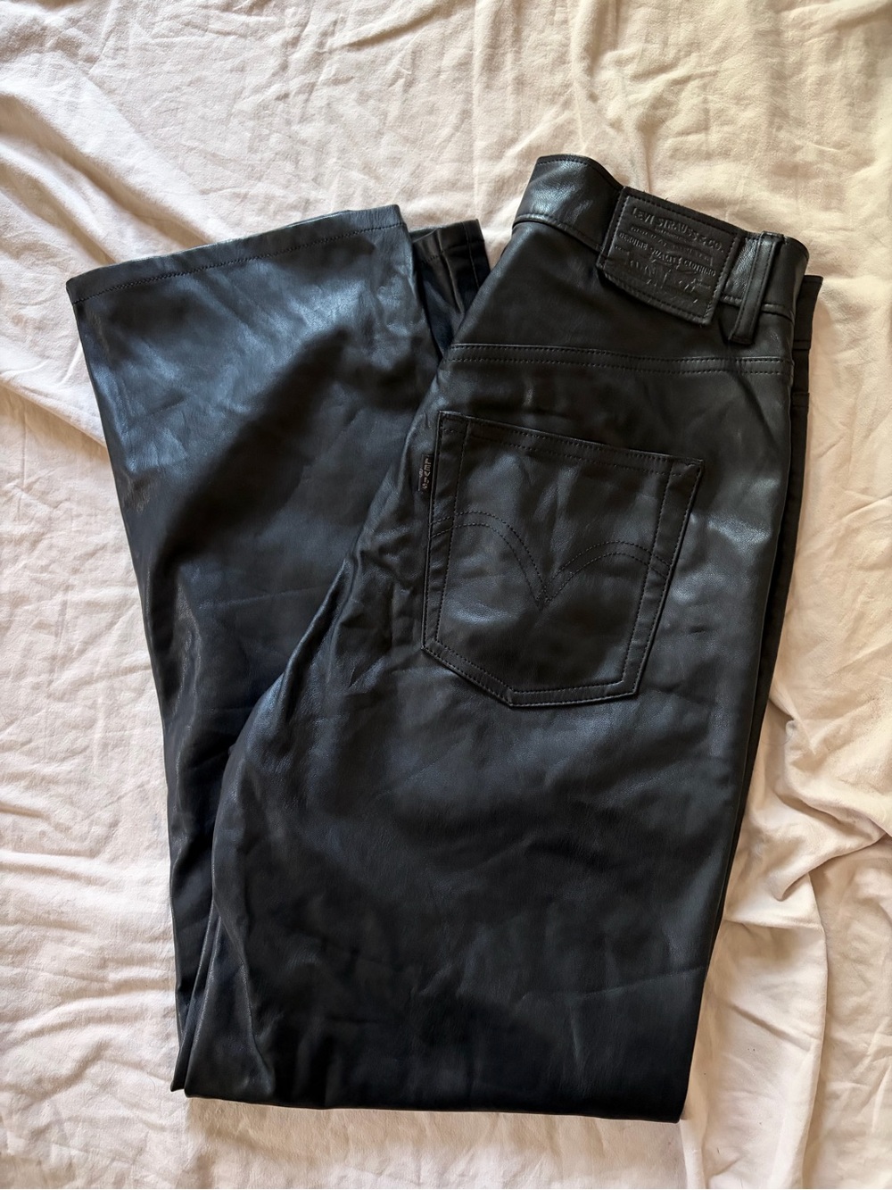 Levi's Women's Straight-Leg Faux Leather Pants in Black
